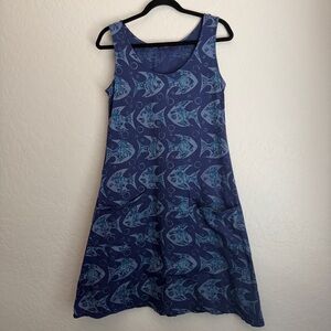 Fresh Produce Women's Sleeveless Fish Print Dress Blue XS